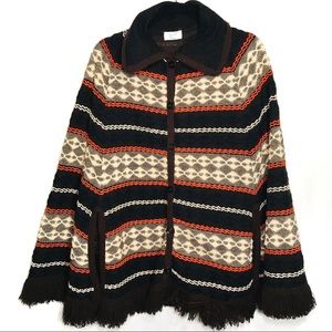 Vintage Sears Poncho Brown and Orange Stripes